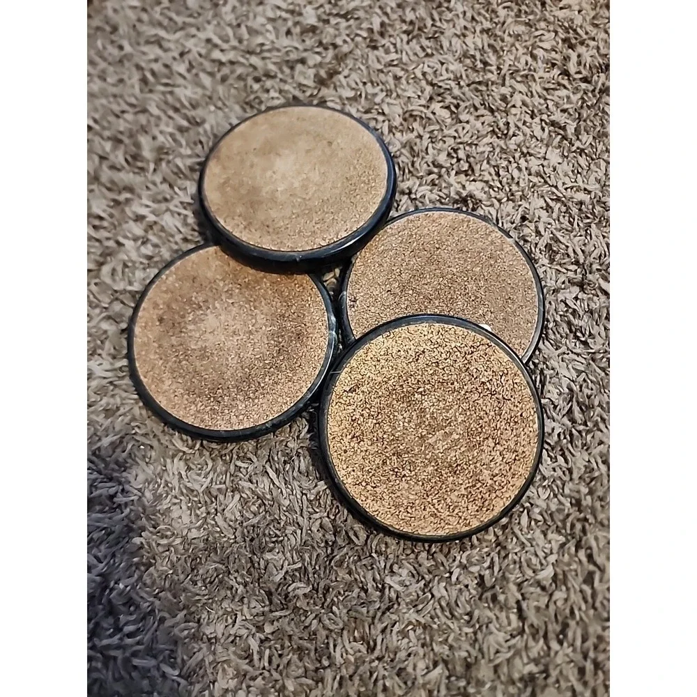 Set Of 4 Vtg Green Marble Coasters With Cork Backed Drink Holder Heavy Green‎